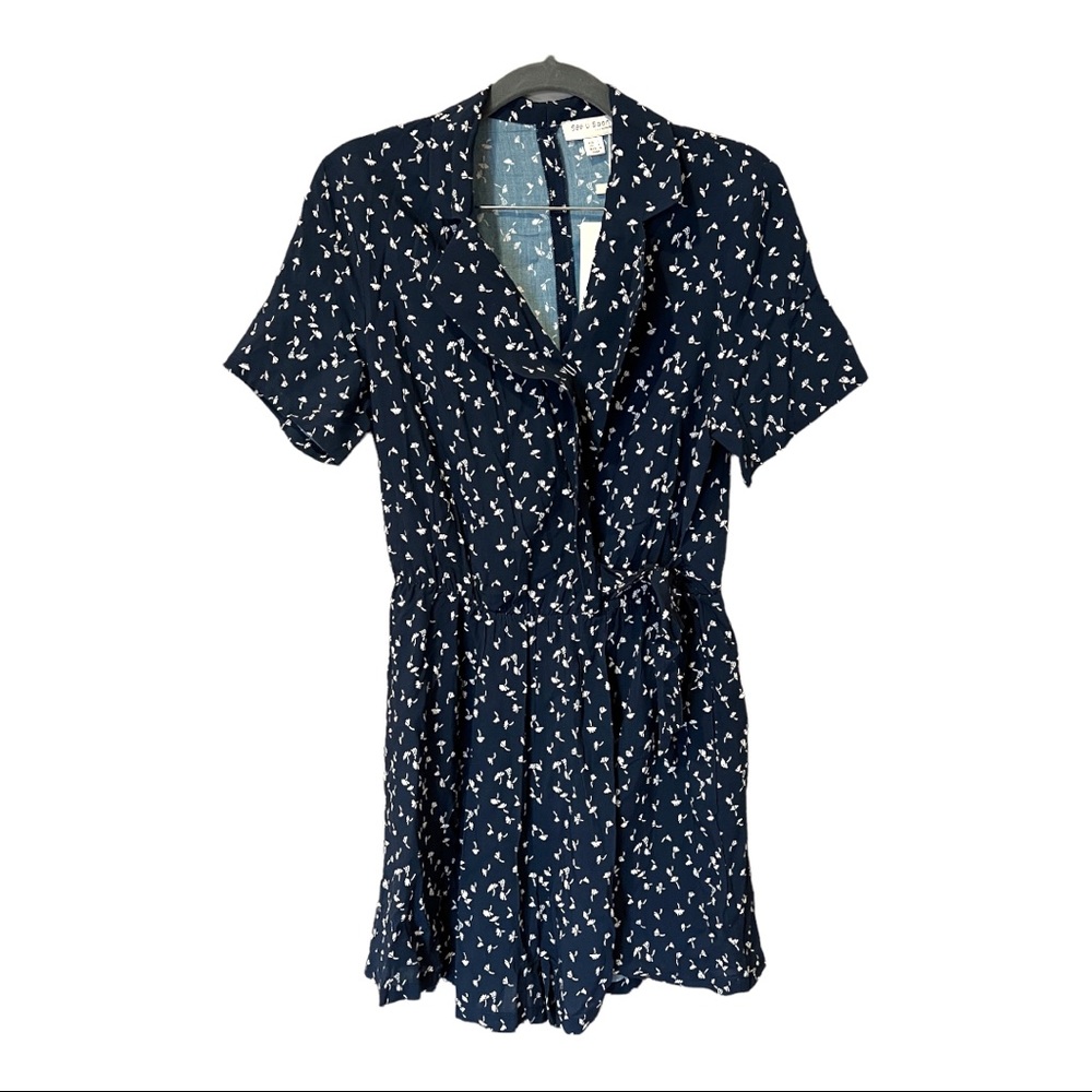 See U Soon Navy Floral Romper (S)